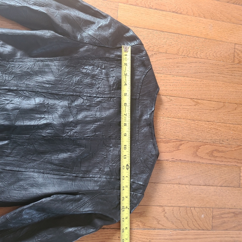 Soft Black Leather Jacket textured Small Black 3/4 Sleeves Women's - Picture 5 of 10